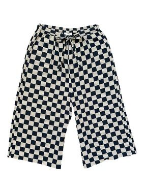Black checkered cropped wide leg pants